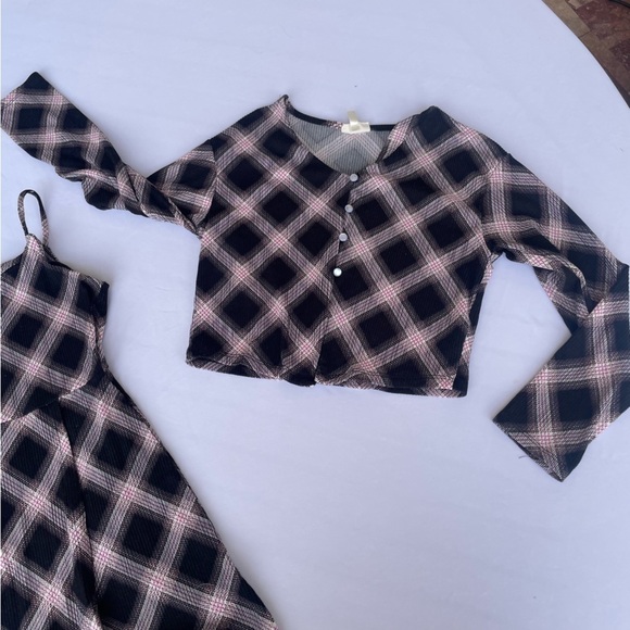 Girl's 2 Piece Outfits Button Front Long Sleeve cardigan and Skirt Set M 7-8 - Picture 3 of 8